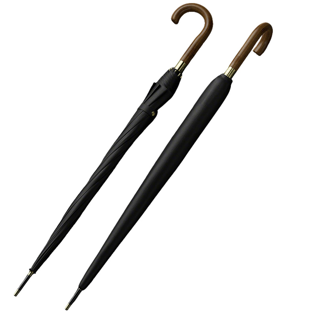 Parapluie classique &agrave; ouverture automatique, poign&eacute;e en J en bois avec prise en main facile, coupe-vent, r&eacute;sistant &agrave; la pluie 