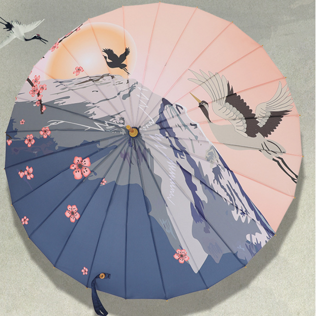 24-مظلة بمقبض طويل ضلع هدية ثقافية صينية